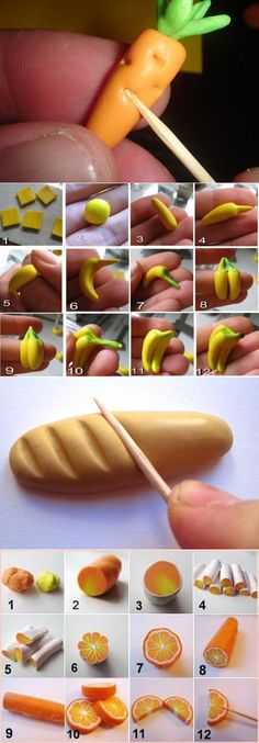 Уроки лепки еды для кукол из полимерной глины и пластилина