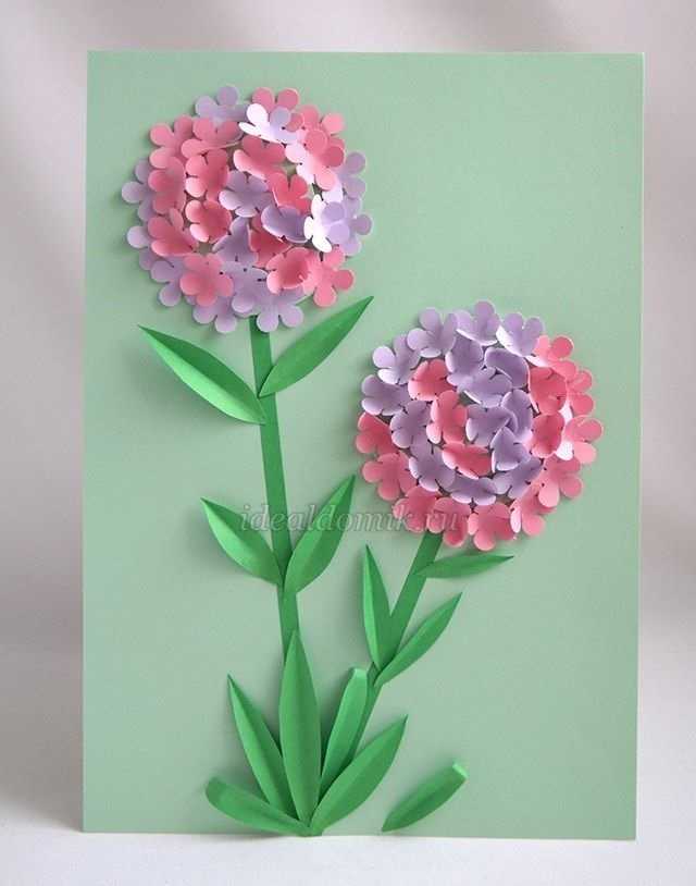 Аппликация цветы из цветной бумаги своими руками для любимой мамы