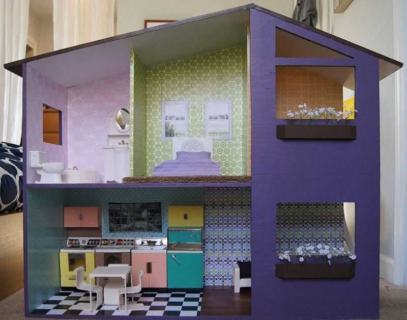 Кукольный домик своими руками (112 фото) - создание домика с мебелью из фанеры, картонной коробки, бумаги и фетра