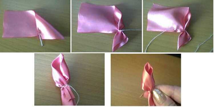 Как сделать розу из узелка и собранной ленты (мастер-класс для начинающих)