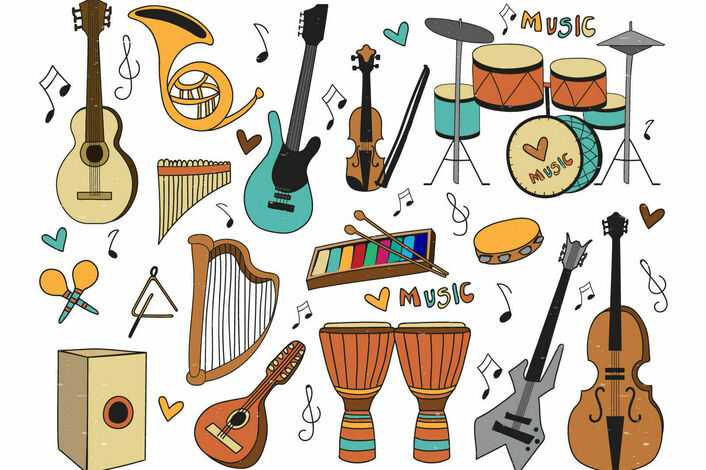 Названия музыкальных инструментов с именами и картинками - онлайн словарь для детей