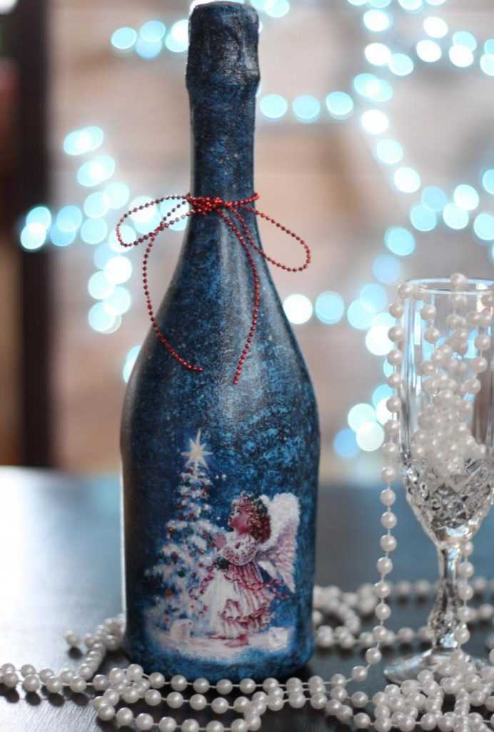 Идеи новогоднего декора бутылки шампанского (52 фото)