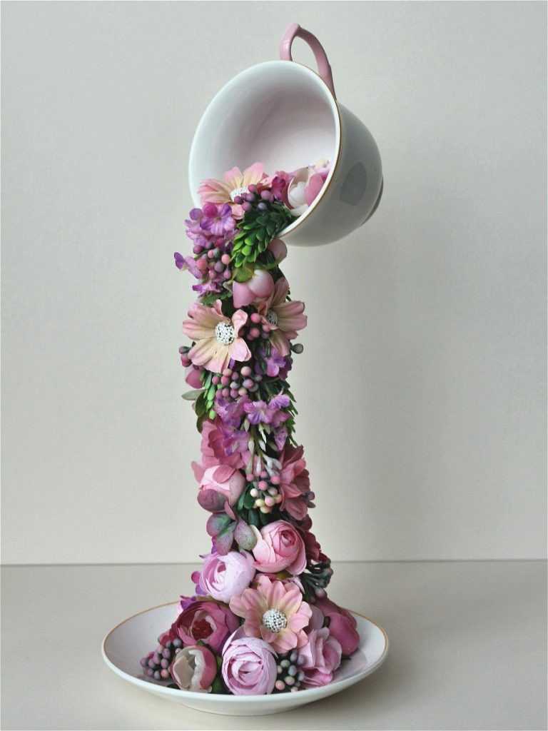 Парящая чашка с цветами своими руками: делаем пошагово