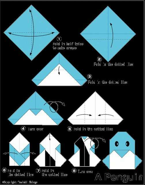 Как сделать пингвина из бумаги, схема сборки модульного оригами объемного пингвина своими руками