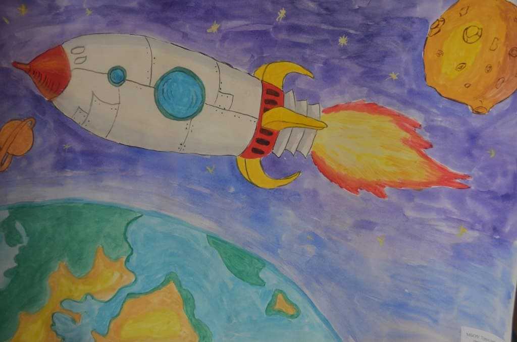 Как нарисовать космос, планеты, звезды, спутник карандашом и красками для начинающих - рисунок на тему космос гуашью и акварелью поэтапно для детей