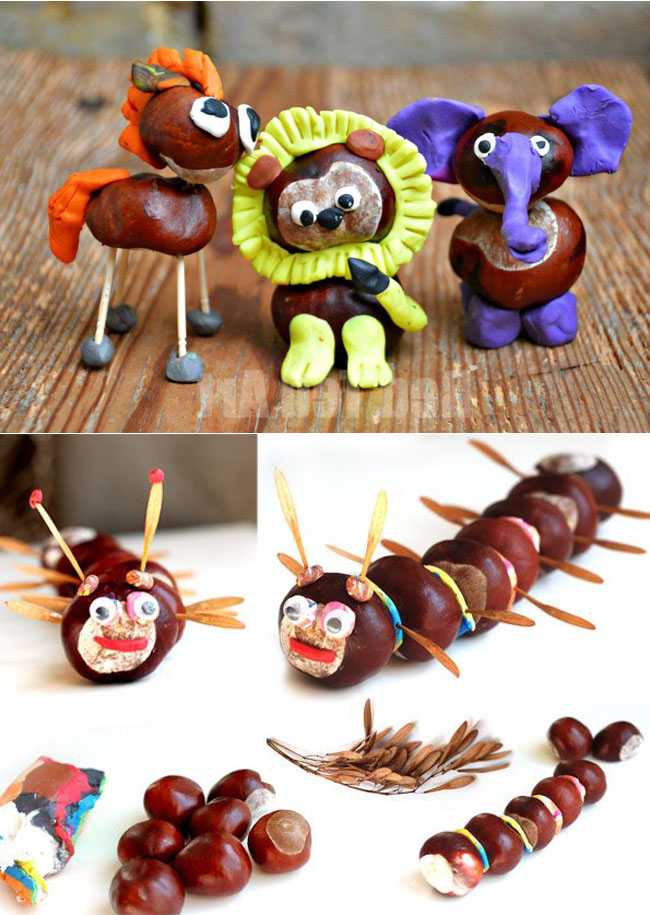 Поделки из каштанов на тему осень, сделанные своими руками детьми из детского сада и школы (мастер-классы)