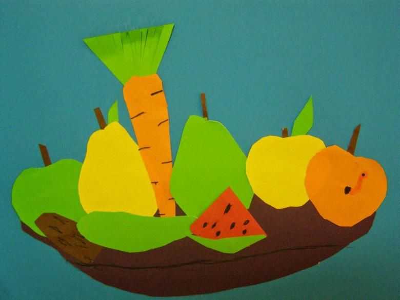 Аппликация овощей из бумаги: шаблоны, поделки на тему овощи из цветной бумаги детям в средней, старшей, младшей группе - распечатать картинки