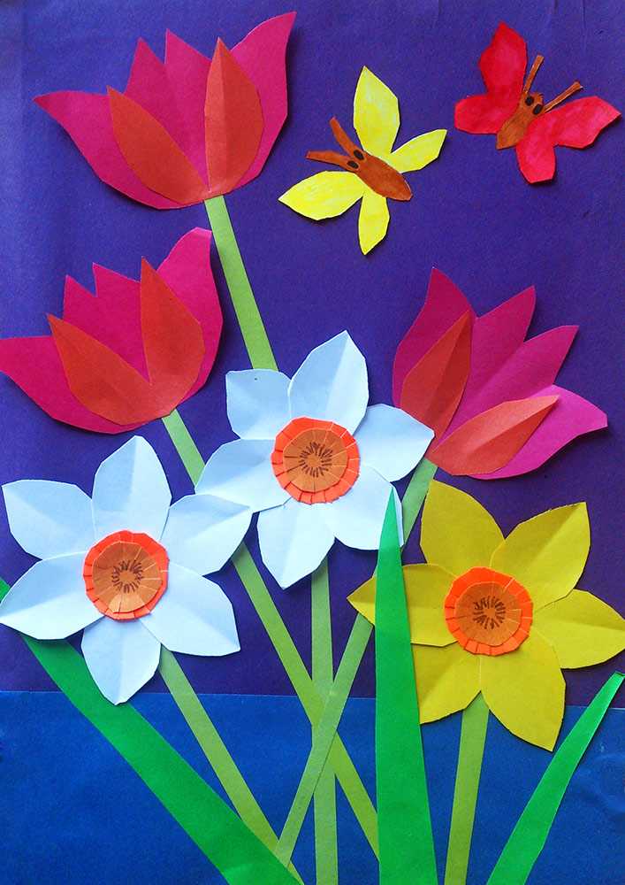 Аппликация цветы из цветной бумаги, своими руками для любимой мамы