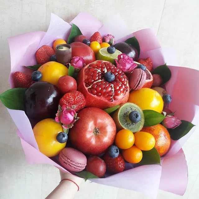 Букет из фруктов - 100 фото и видео инструкция как из ягод и фруктов сделать букет