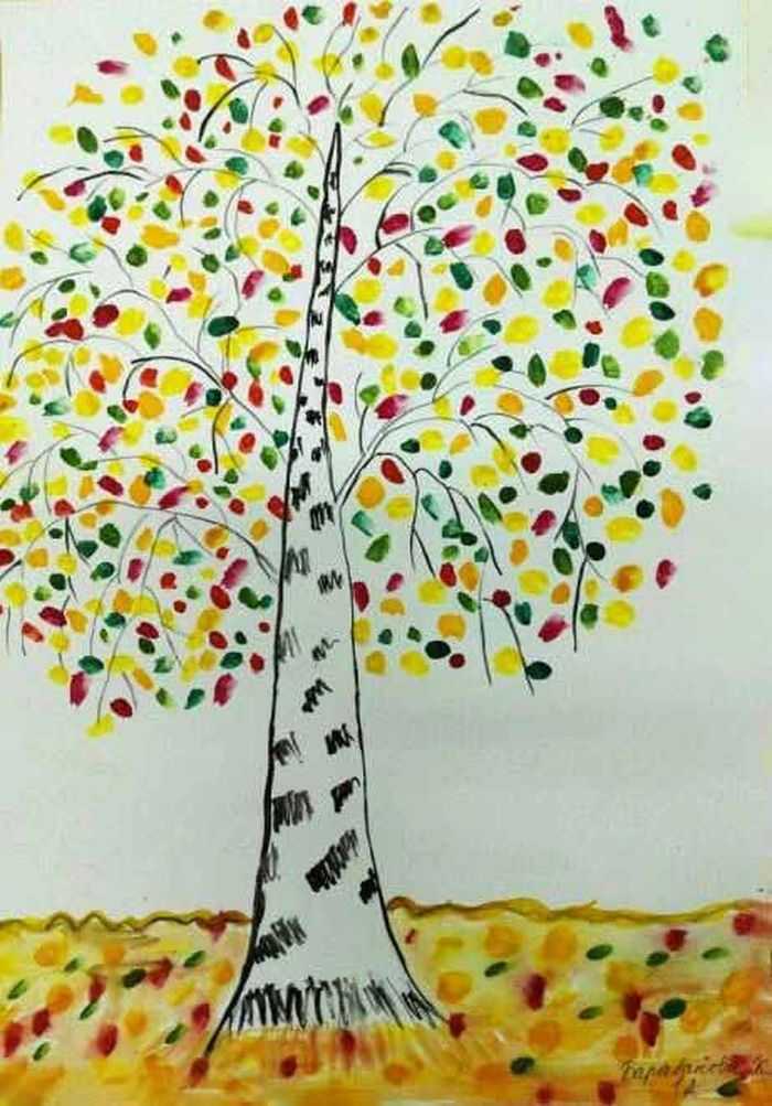 «осеннее дерево». конспект занятия по нетрадиционному рисованию «печать листьями» в средней группе