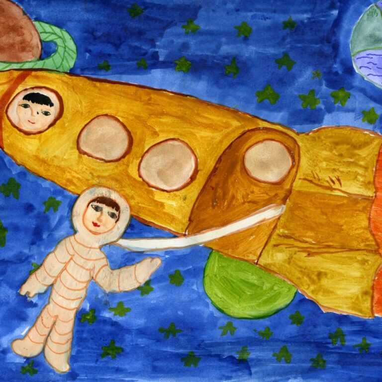 Как нарисовать рисунок на день космонавтики для сада и школы