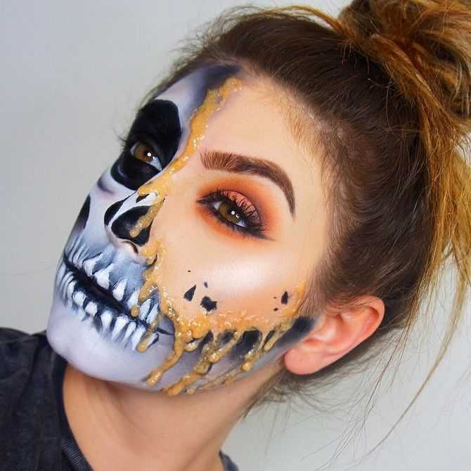 Как раскрасить лицо на колядки. страшный макияж для хэллоуина своими руками