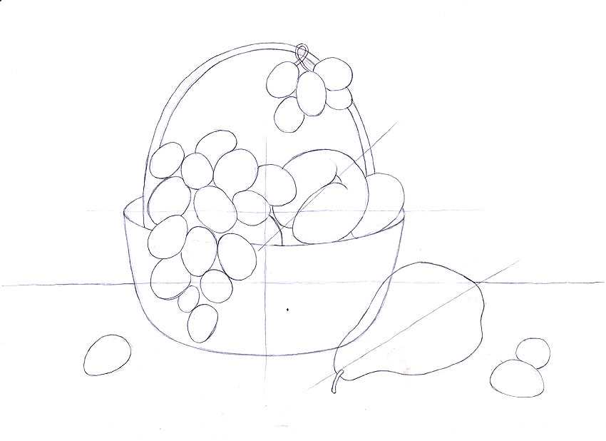 Как нарисовать фрукты карандашом : пошаговый легкий мастер-класс по рисованию натюрморта, в вазе, на тарелке