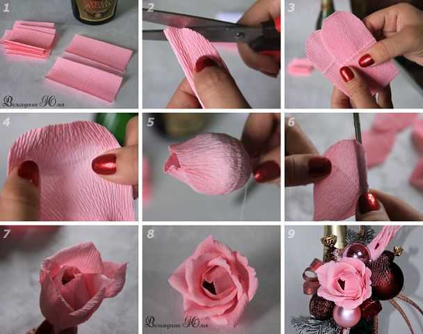 Букет роз из конфет и крап бумаги