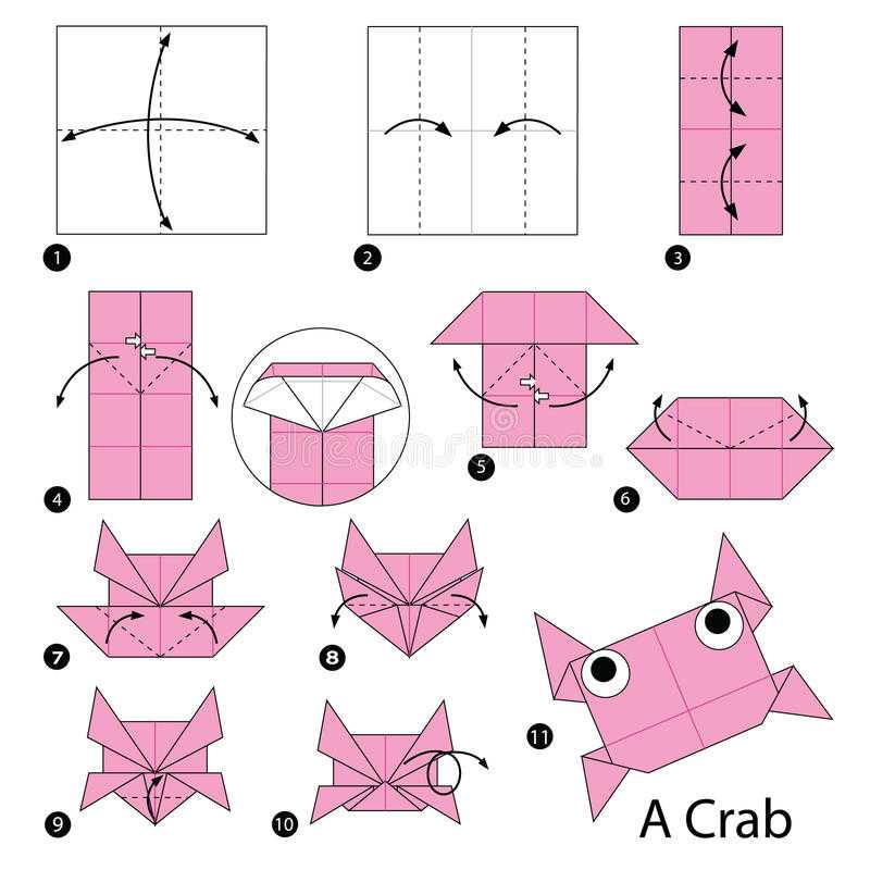 Краб в технике оригами с инструкцией и схемой