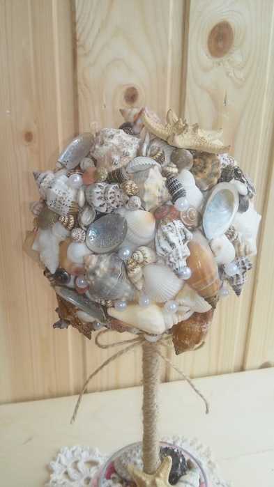 Топиарий из ракушек «морская жемчужина. топиарий в морском стиле из ракушек и камней