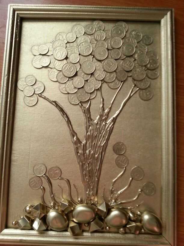 Картина панно рисунок день рождения ассамбляж лепка денежное дерево капрон салфетки скорлупа яичная тесто соленое