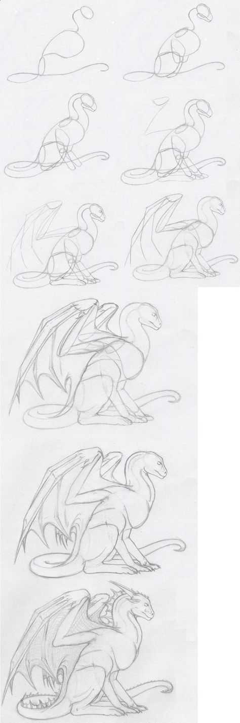 Как нарисовать дракона поэтапно карандашом, картинки и видео
