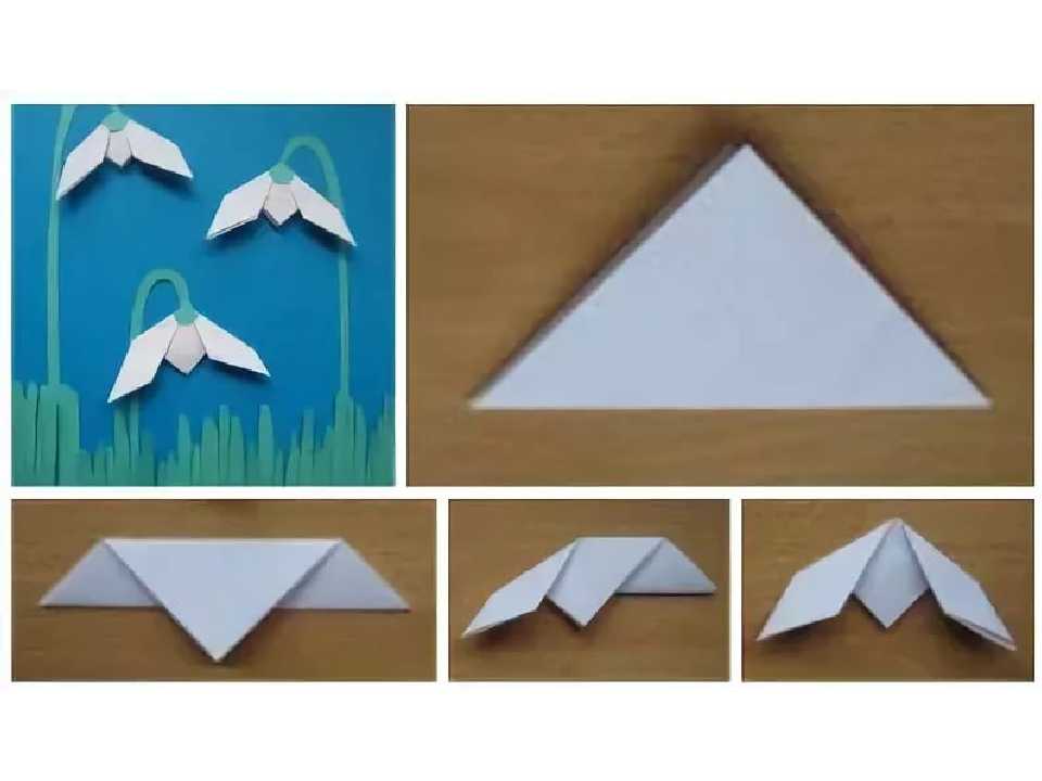 Подснежники из гофрированной бумаги своими руками: как сделать подснежники - шаблоны для вырезания, оригами, с конфетами, аппликации для детей и трафареты
