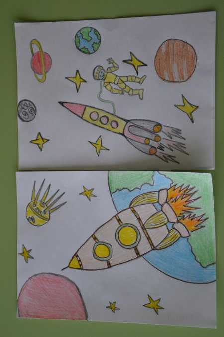 Рисунки на день космонавтики: как нарисовать, шаблоны