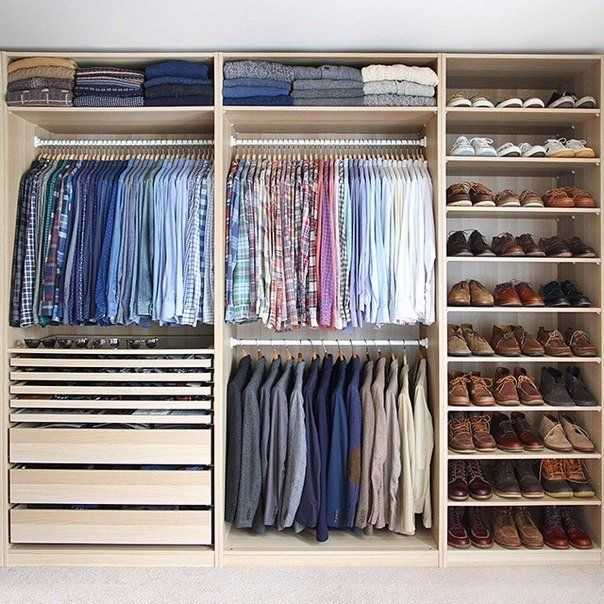 Хранение одежды в шкафу и гардеробной комнате, организация и правила, фото и видео